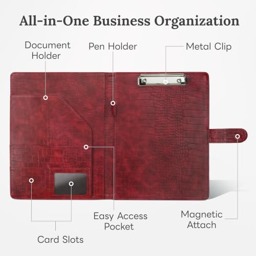 Image of Clipboard Folder Padfolio, Mymazn Writing Portfolio Faux Leather Clipboards with Cover for Legal Pad Holder Letter Size A4 8.5 x 12 for Business Conference Notepad Clip Boards