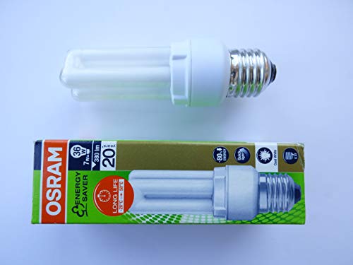 Preisvergleich Produktbild Osram Energiesparlampe E27, 7W, 840 - kaltweiß, 20000 Brennstunden, 2-Rohr-Technik