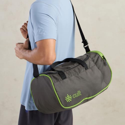 Image of Cult Foldable Unisex Duffle Bag 25L - Lightweight, Water-Repellent & Durable Gym and Travel Bag with Adjustable Shoulder Strap, Side Pocket & Strong Zippers - Olive