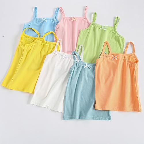 Dance Tank Tops for Girls Camisole Sleeveless Shirt Tank Tops Kids Girls Spaghetti Strap Camis (Yellow, 6-7 Years)4