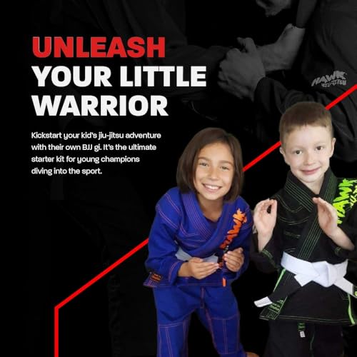 Hawk Sports EO-1EV1-7M8W Brazilian Jiu Jitsu, Kids Jiu Jitsu Gi Children Bjj Gi Grappling Kimonos Lightweight thumb #3