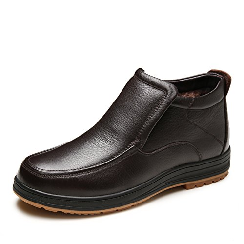 Chaussures en cuir d'hiver hommes montantes doublées coton