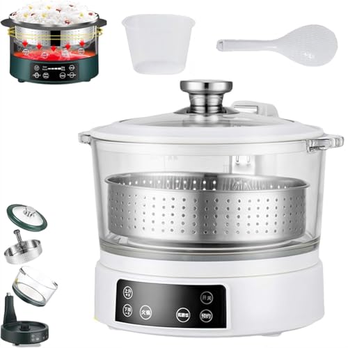3L 低糖質炊飯器 インテリジェントリフティングシュガー除去 ステンレス蒸し器 デジタルタッチコントロール 自動排水 米/雑穀用 ホワイト white