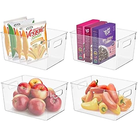 Homeries Pantry Organizer And Storage bins, Clear Cabinet Organizers And Storage for Kitchen, Pantry, Cabinets, Countertops, for Storing Packets, Spices, Sauce, Snacks, Cans, (Pack Of 4) Cover