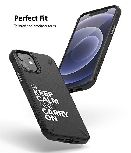 Image of Ringke Onyx Design for iPhone 12 mini Case Back Cover, [Extreme Tough] Rugged Protection Durable Anti-Slip TPU Impact Shock Absorbent for iPhone 12 mini Back Cover Case - Keep Calm and Carry On