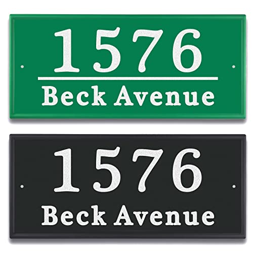 Personalized Reflective Address Plaque, Custom Aluminum House Number Sign With Two Screw, Address Sign For Outside Home, Street, House, 12.5"L X 5.5"H (Black Or Green) #TOP7
