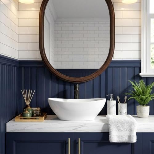 15.75x13 Inch Oval Vessel Sink, White Ceramic Above Counter Bathroom