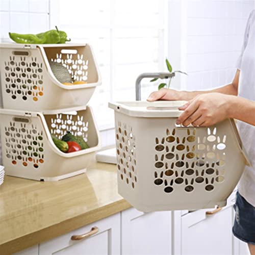 Cesta de almacenamiento de cocina apilable y rack de organización para el hogar en color D 4