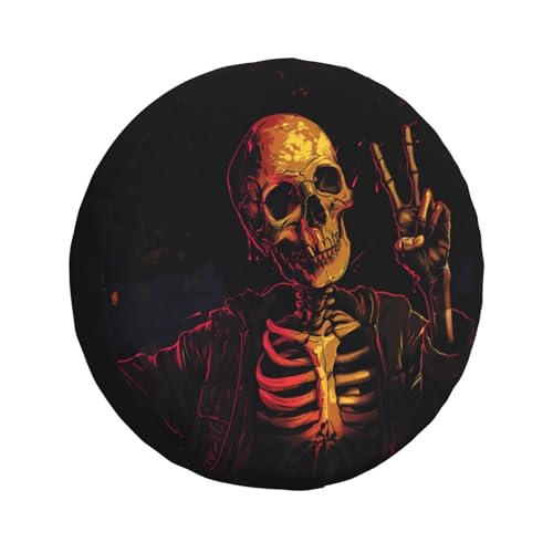 Image of Halloween Spare Tire Cover Skeleton Tire Cover Universal Wheel Protectors Wheel Covers for Rv Camper Travel Trailer SUV Truck 16 Inch