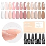 Beetles Builder Gel Set,12 Colors 7 in 1 Nail Thickening Strengthening Building Apex for Beginner DIY Salon at Home,Pink Nude Gel Builder Nail Art Design Beauty Gifts for Women,UV & LED Lamp Needed