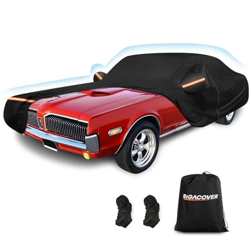 Image of Car Cover for Mercury Cougar 1967-1973,1980-1997 | Waterproof 210D Oxford Cloth and Cotton Cover Outdoor Car Cover with Zipper Windproof Heavy Duty All Weather