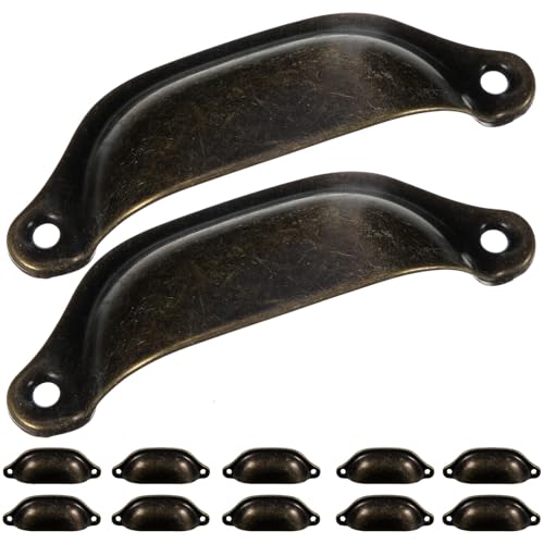 healvian 12個 古キャビネット取っ手 引き出しノブ アンティーク風 キッチン食器棚用 ドレッサーやワードローブ対応 耐久性と装飾性を両立し