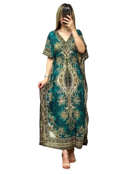 naiades Women's Kaftan Dress – Bohemian Printed V-Neck Long Maxi Caftan with Loose Fit & Elegant Design (Kaftan-Kurti)-picture-34