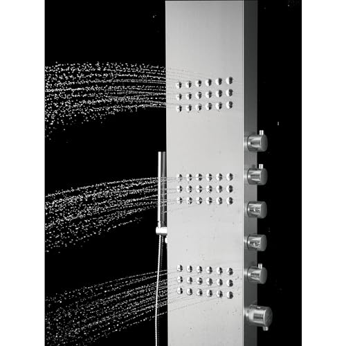 Blue Ocean 64.5” Stainless Steel SPS8727 Thermostatic Shower Panel Column with Rainfall Showerhead, Body Jets, and Handheld Showerhead, Shower Tower - Thumbnail 6