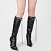 Oiamenne Knee High Boots for Women Fashion Slide Zipper Pointed Toe Stiletto Studded High Heel Rivets Tassel Boots Party Dress Shoes