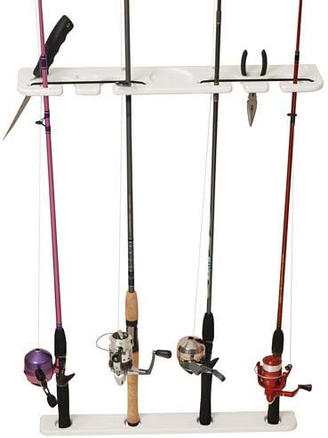Taco Marine Polyethylene 4-Rod Transom Mount Tackle Rack, 23-1/4-Inch Length/4-Inch Depth, White Finish