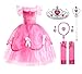 Produktbild JerrisApparel Mädchen Prinzessin Belle Kostüm Ankleiden Schulterfrei Kleid (8 Jahre, Rosa mit Zubehör)