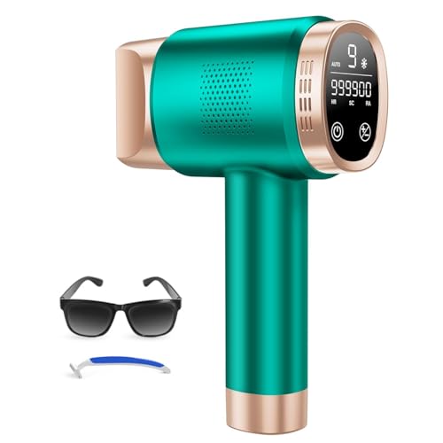 Depiladora Luz Pulsada de 8°C con Función de Enfriamiento por Hielo, Depilación 21J de 9 niveles, Luz roja de 600 nm en Casa para Mujeres y Hombres, Rostro Línea del Bikini Cuerpo, Verde