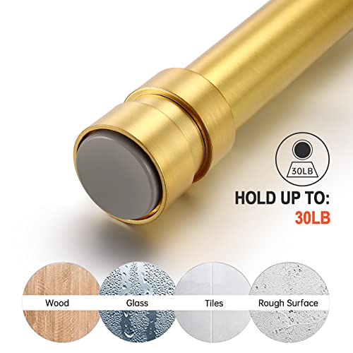 Briofox Simple Shower Curtain Rod - Modern Shower Rod Tension - Rust Proof Non-Slip 27-42 Inches Metal Steel, Gold #TOP2