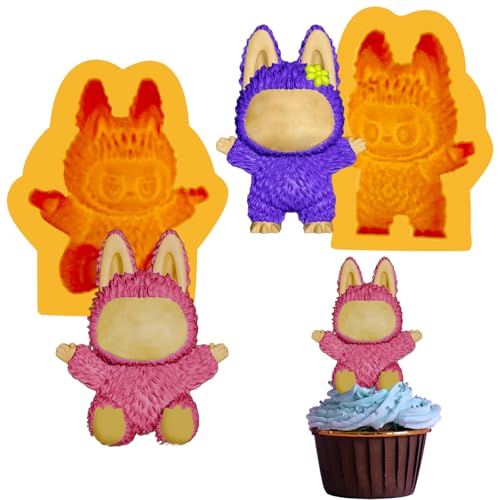 Adorable monster silicone mold set 2 pcs 3D Character Mold silicone mold for chocolate and DIY.