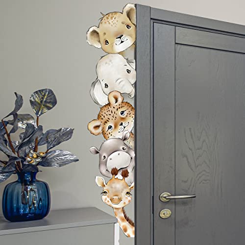 Watercolor Jungle Animal Wall Decals Forest Animal Wall Sticker Elephant Lion Monkey Wall Decals For Kids Baby Nursery Playroom Bedroom Classroom Kindergarten Wall Decor #TOP2