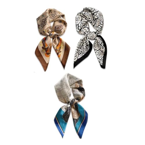 27” Satin Large Square Head Scarves - 3 PCS Silk Like Neck Scarf Hair Sleeping Wraps Satin Silk Scarfs for Women