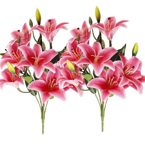 La Mejor Lista de Lirio Persa los más recomendados. 43 ASTRYAS 18 cabezas de flores de lirio artificiales, ramos de lirios artificiales Stargazer de tallo largo, lirios falsos de imitación para decoración de hogar, hotel, oficina,...