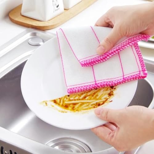 Image of Super Absorbent Bamboo Cleaning Cloths - 27x27CM-1 Pack with 3 PCS- Reusable Eco-Friendly Towels for Kitchen, Bathroom, and Home Surfaces
