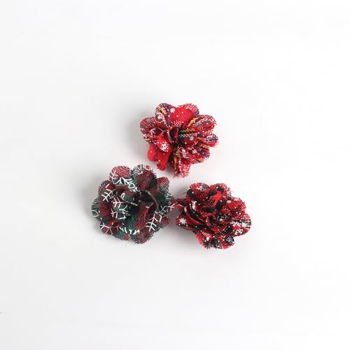 Image of XGALBLA 3 Pcs Dainty Terylene Satin Fabric Christmas Rose Flower Brooches Sets 6mm /8mm /10mm /15mm Extra Big Camellia Flower Brooches Lapel Pins for Women Christmas Wedding Party Dance Dress Clothes Accessories Valentine's Day Jewelry