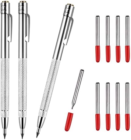 Eopres Scribe Tool - 3 Pack Tungsten Metal Scribe Tool with 9 Replacements Marking Tip, Knurled Aluminum Handle, Magnetic Design
