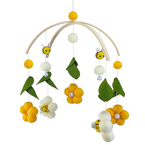 💐【Bedbell of Enlightenment】Il design unico rende più bello l'aspetto di questa giostrina culla neonato legno e rende più facile attirare l'attenzione del bambino. Toni naturali di diversi colori e fiori 3D, le forme delle api possono aiutare a suscitare la curiosità del tuo bambino, sviluppare la capacità visiva del tuo bambino di giudicare il colore.