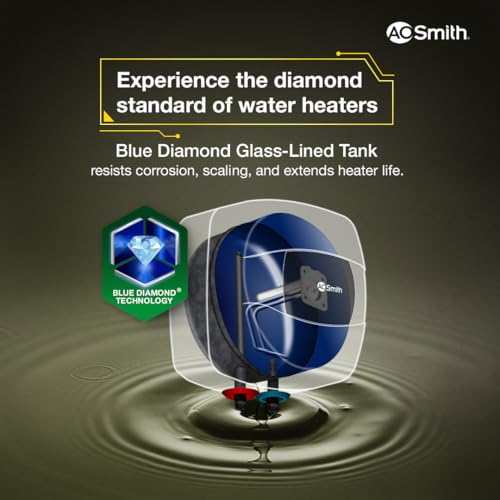 Image of AO Smith Geyser 10 Litre 5 Star Rating (BEE) | Powerful 2KW Heating | Storage Water Heater With 2X Corrosion Resistant Blue Diamond Glass Tank | Warranty: 5 Yr Tank, 2 Yr Comprehensive | HSE-SHS-010