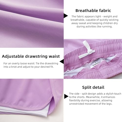 Image of MEILONGER Girls Swim Shorts 2 in 1 Bathing Suits Kids Quick Dry Boardshort Bottoms Swimming Swimwear with Compression Liner