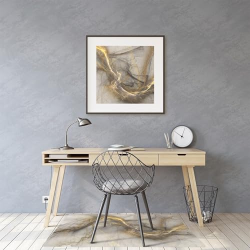 Tapis de sol marbre doré en PVC résistant pour fauteuil de bureau