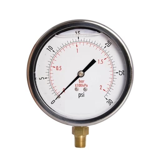 Manomètre de pression d'huile en acier inoxydable durable avec raccord inférieur 1/4 NPT