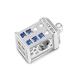 GNOCE Doktor Wer skrzynka policyjna wehikuł czasu Tardis Charm zawieszka ze srebra wysokiej próby 925 Wszechświat jest duży koralik Charms do bransoletek, naszyjników, Srebro