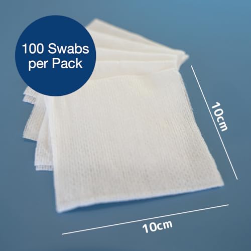 ABENA Gauze Pads, 100 Pack, 10x10cm Wound Dressings, Non-Sterile, Soft Absorbent Gauze for Wound Dressing, Non-Adhesive Dressings for Wounds
