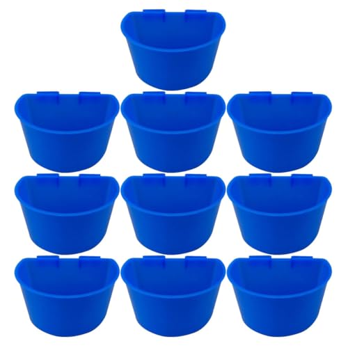 LOEFLIFA Comedero de Jaula de Plástico Grueso para Palomas y Aves Vaso de Agua Semicircular Pequeño 10 Piezas Fácil de Colgar Suministro para Alimentación y Bebida en Jaulas
