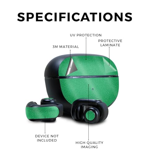 Image of Glossy Glitter Skin Compatible with Bose Ultra Open Earbuds - Solid Green - Premium 3M Vinyl Protective Wrap Decal Cover - Easy to Apply | Crafted in The USA by MightySkins