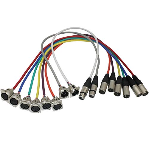 MCSPROAUDIO Replacement XLR Pigtails for Floor Boxes and Rack Panels 6 Female 2 Male