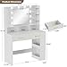 COMHOMA Vanity Desk with Lighted Mirror and Power Outlet, RGB LED Lights Makeup Vanity Set for Girls, Large Storage Capacity Dressing Table for Bedroom, 3 Lighting Modes Adjustable Brightness, White