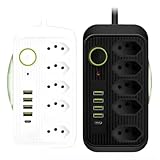 Extensão Régua Elétrica 2 Metros 5 Tomadas 4 Usb 1 Usb-c (Preto)