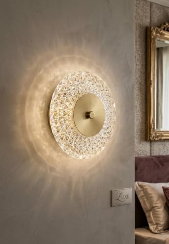 Image of FILLISKA Diamond Cut Glass Finish and Aluminium Indoor Luxurious Wall Lamp, with Adjustable Colour Temperature (Diamond Cut Gold-253)