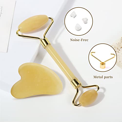 Cuteliili Yellow Gua Sha Facial Tools, Skin Care Products, Face Roller & Jade Roller For Face Care To Reduce Wrinkles And Lifting #TOP3