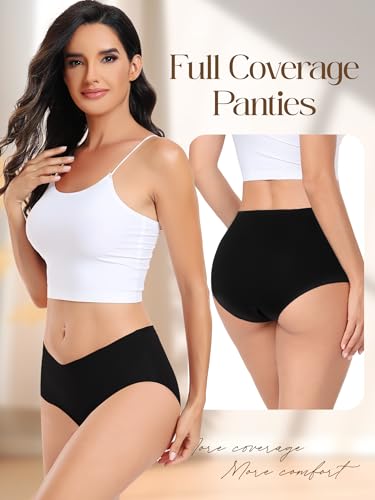 Image of Women's Seamless No-Show Bikini Underwear Comfortable Stretch Invisible Hipster Panties for Everyday Wear 6PACK