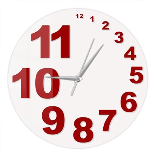 ZSWCCP Modern Art Wall Clock 12 Inch,Minimalist Big Numbers,Colorful Acrylic