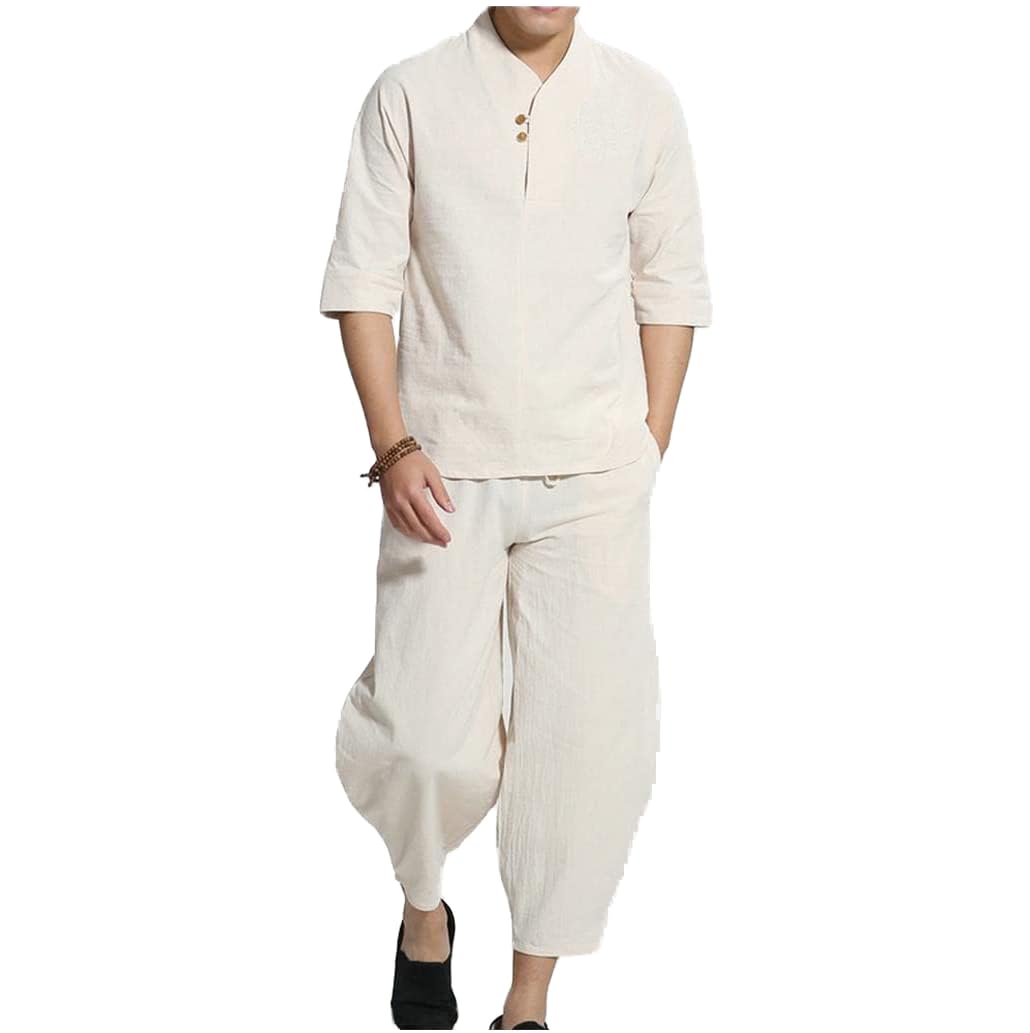 Tai Chi Kleidung Chinesische Kung Fu Kleidung Weiche chinesische Wu Shu Uniform Tai Chi Sets Lose Buddhistische Kleidung Chinesische Herren Solide Baumwolle Leinen Kung Fu Anzug (Color : B, Size : C