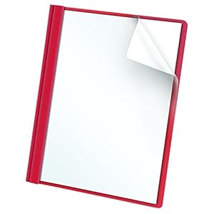 Oxford Clear Front Report Covers, Red, Letter Size, 25 per box (55811EE)