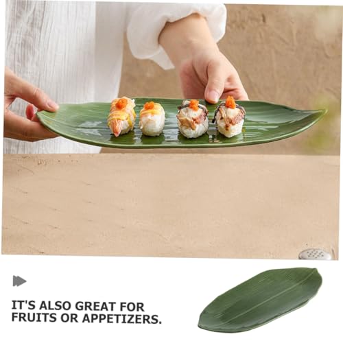 Plato sartén hoja cerámica para sushi y postre miniatura 5