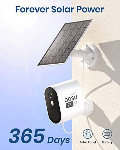 Aosu Solar Security Cameras Wireless Outdoor, 2K Qhd Battery Powered Home Security System With 166° Ultra-Wide View, Spotlight, Color Night Vision, Motion Detection, No Monthly Fee #TOP2